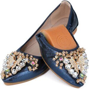 🆕Women's Blue Ballet Flat Shoes Wedding Flats Slip Comfortable on Flats